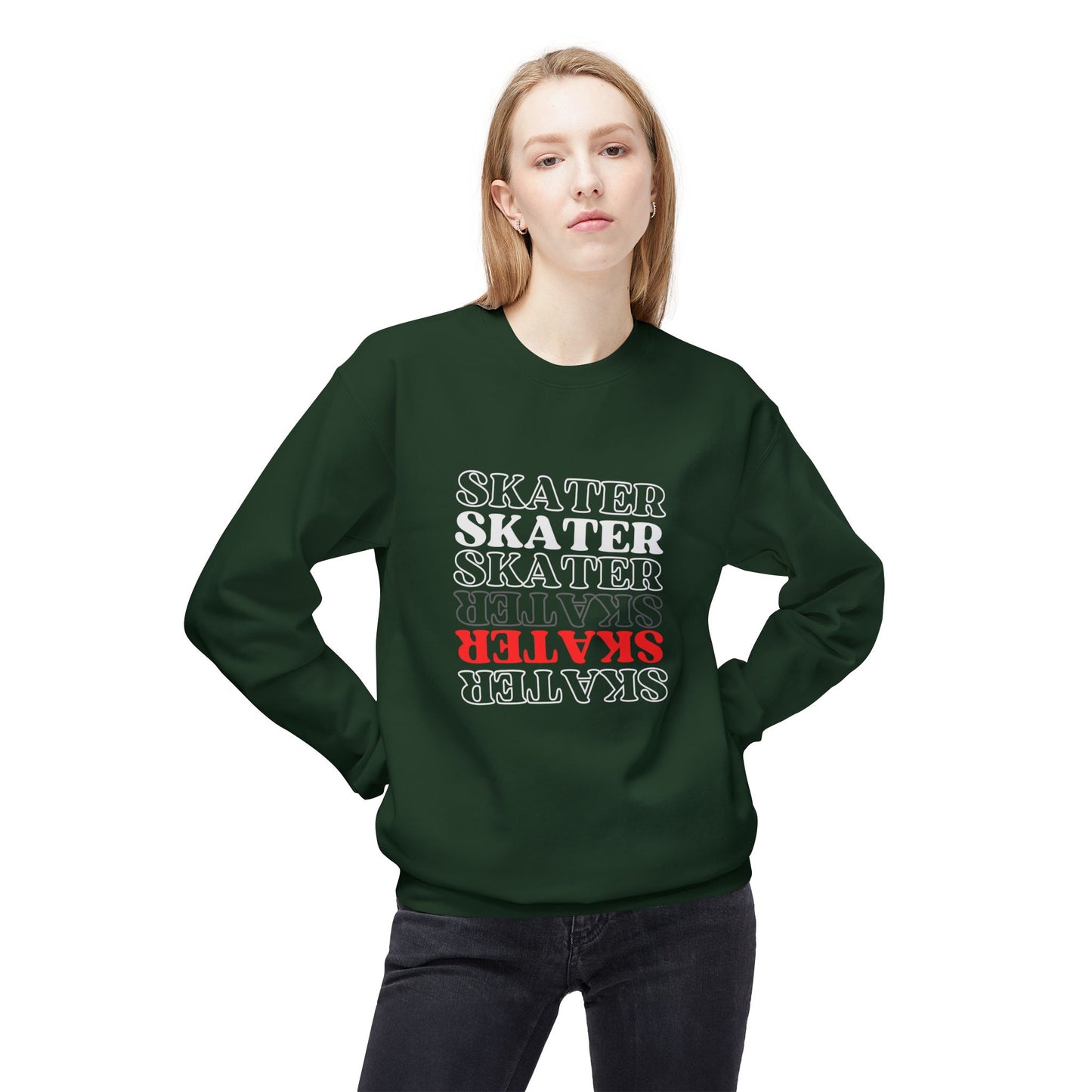 Red Statement Skater Unisex Fleece Crewneck Sweatshirt