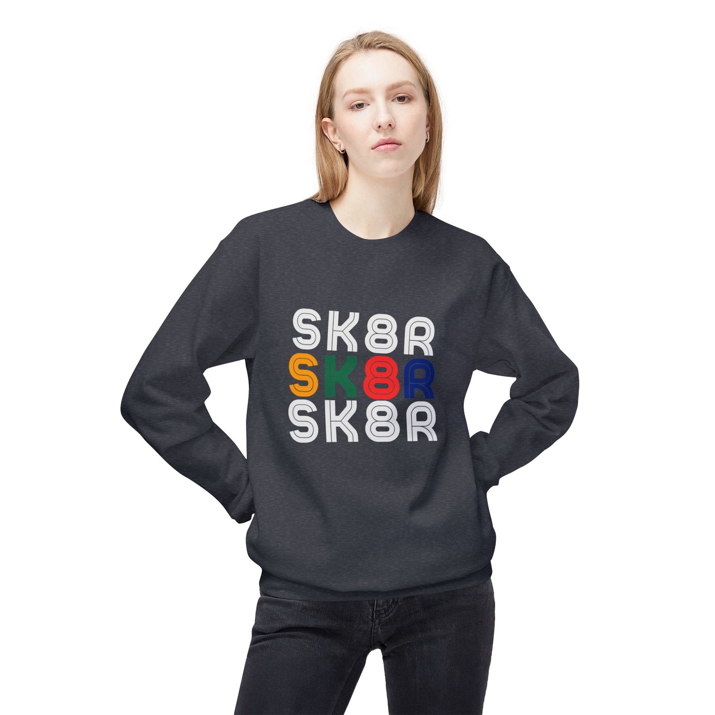 Retro Skater Unisex Fleece Crewneck Sweatshirt