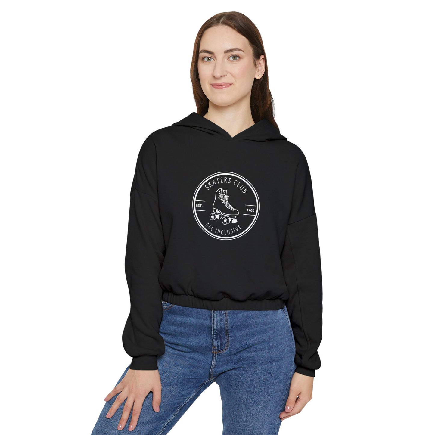 Women’s Cropped Round Black Skaters Club Sweatshirt