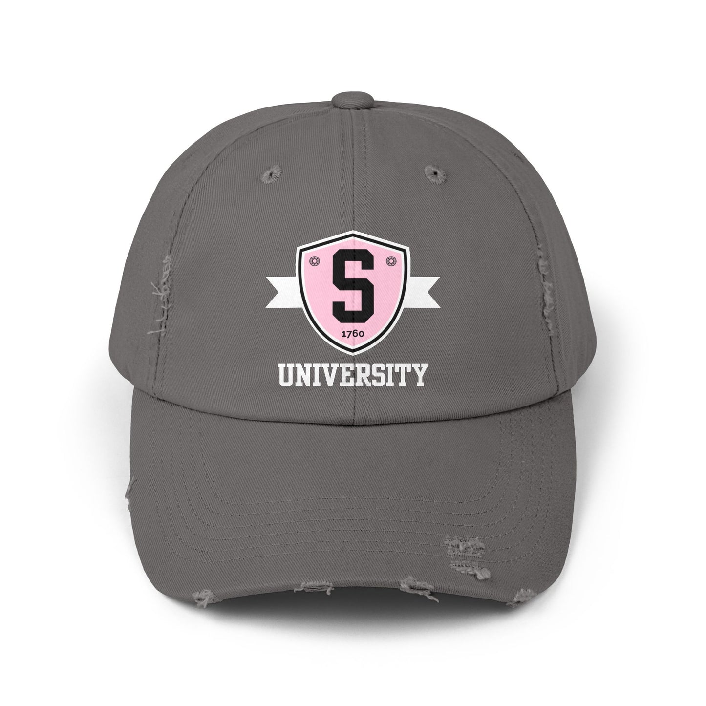 Skater University Emblem (White) Distressed Cap