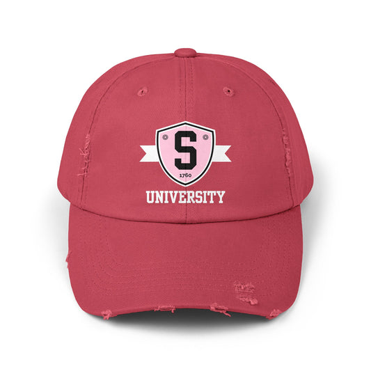 Skater University Emblem (White) Distressed Cap