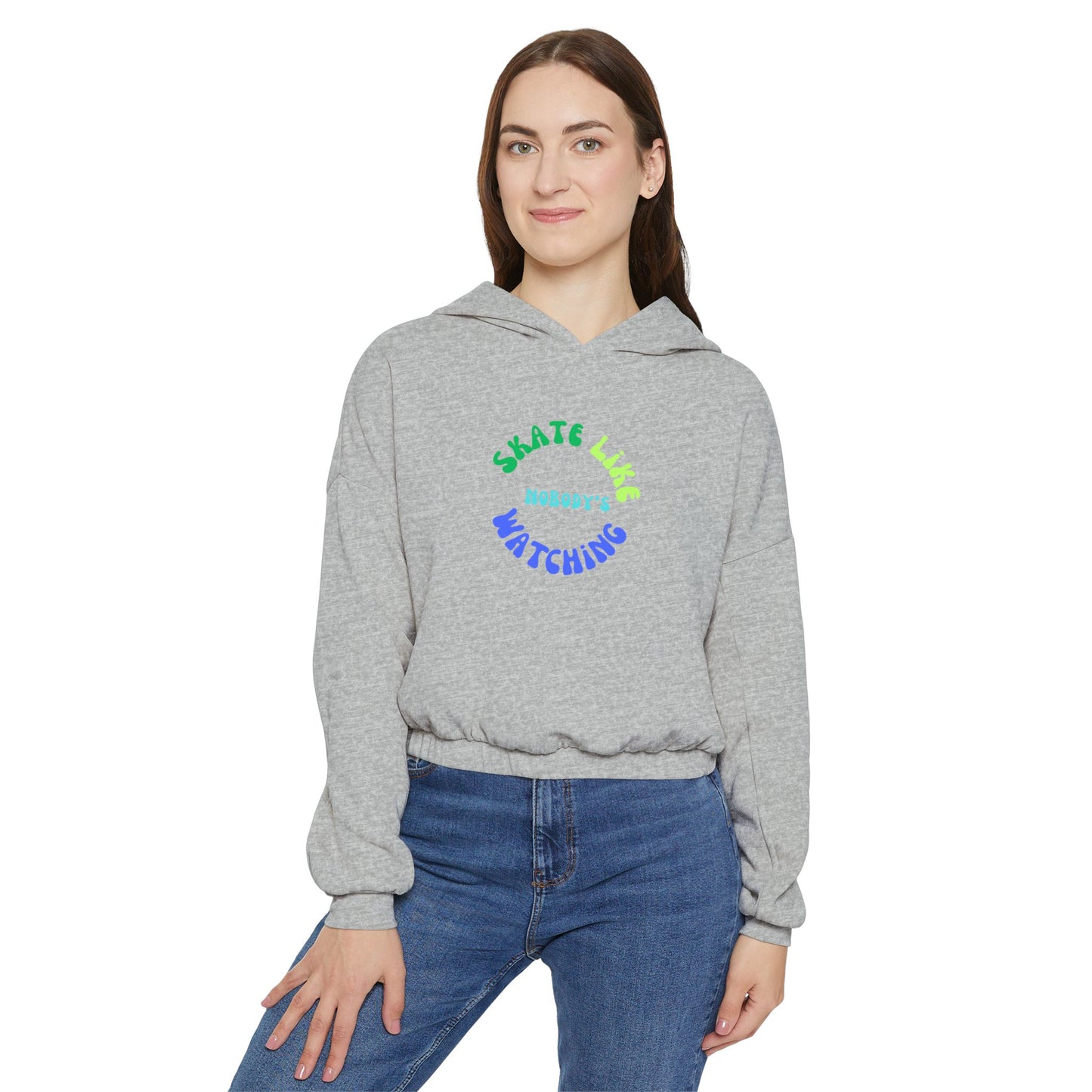 Women’s Cropped Blue/Green Skate Like Nobody's Watching Sweatshirt