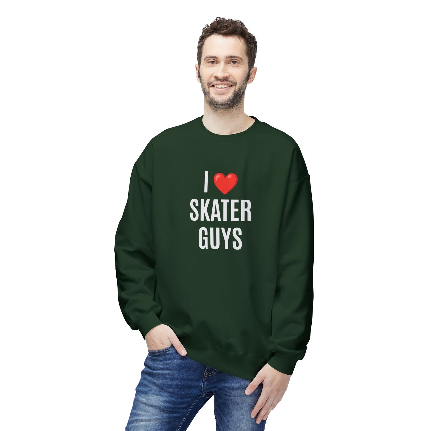 I Love Skater Guys Unisex Fleece Crewneck Sweatshirt