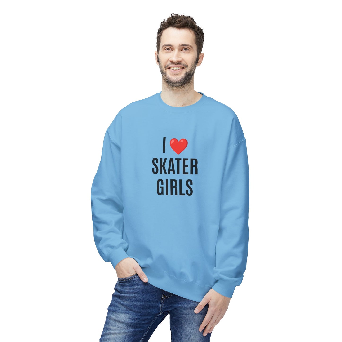 I Love Skater Girls Unisex Fleece Crewneck Sweatshirt