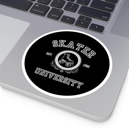 Paper products - Black Round Skater University Sticker - Skate of Matter LLC