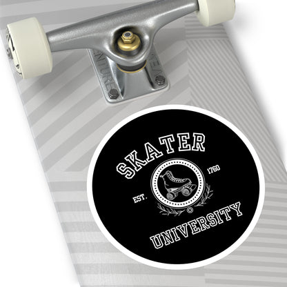 Paper products - Black Round Skater University Sticker - Skate of Matter LLC