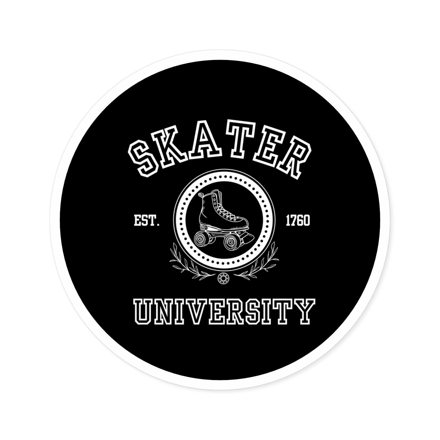 Paper products - Black Round Skater University Sticker - Skate of Matter LLC