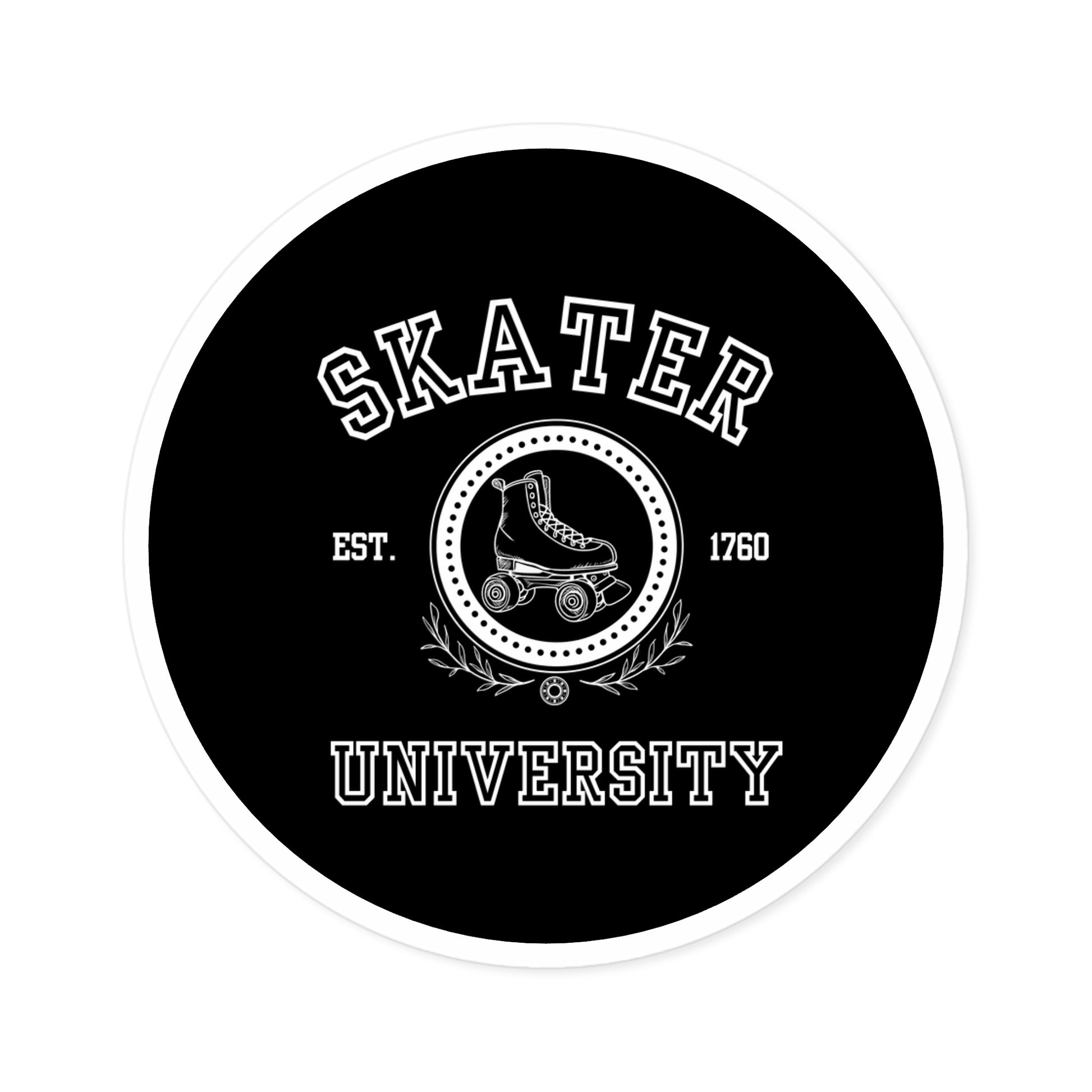 Paper products - Black Round Skater University Sticker - Skate of Matter LLC