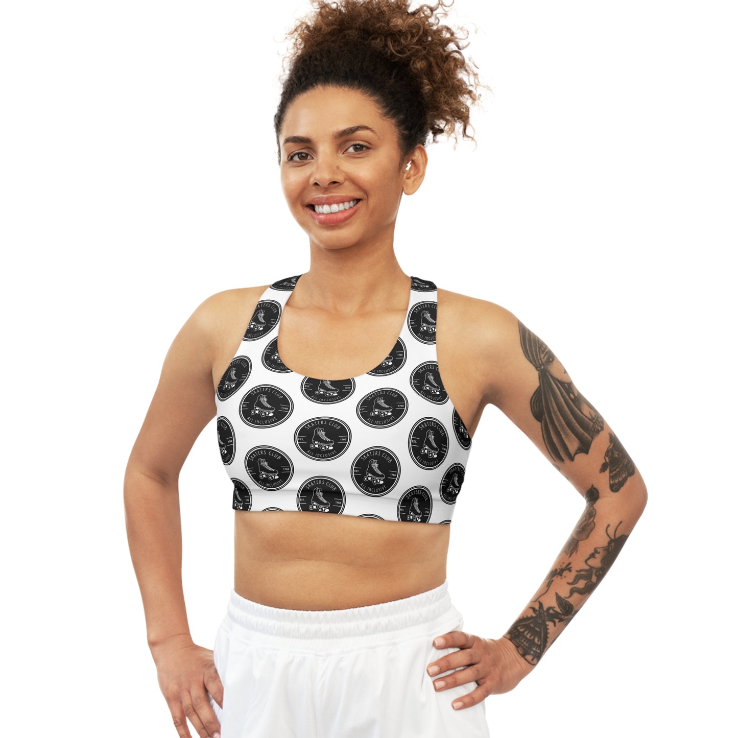 Sports Bra - Black Round Skaters Club Seamless Sports Bra - Skate of Matter LLC