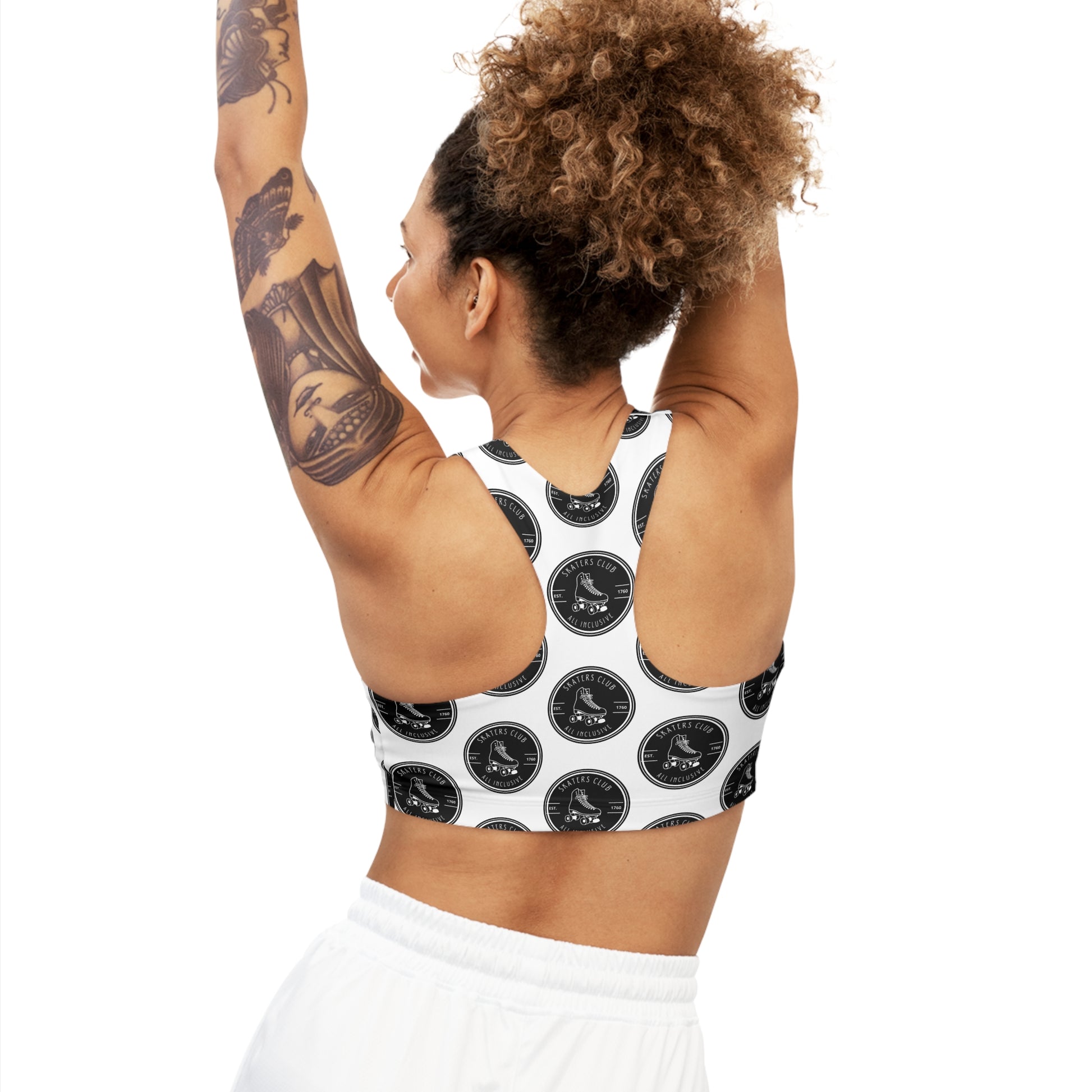 Sports Bra - Black Round Skaters Club Seamless Sports Bra - Skate of Matter LLC