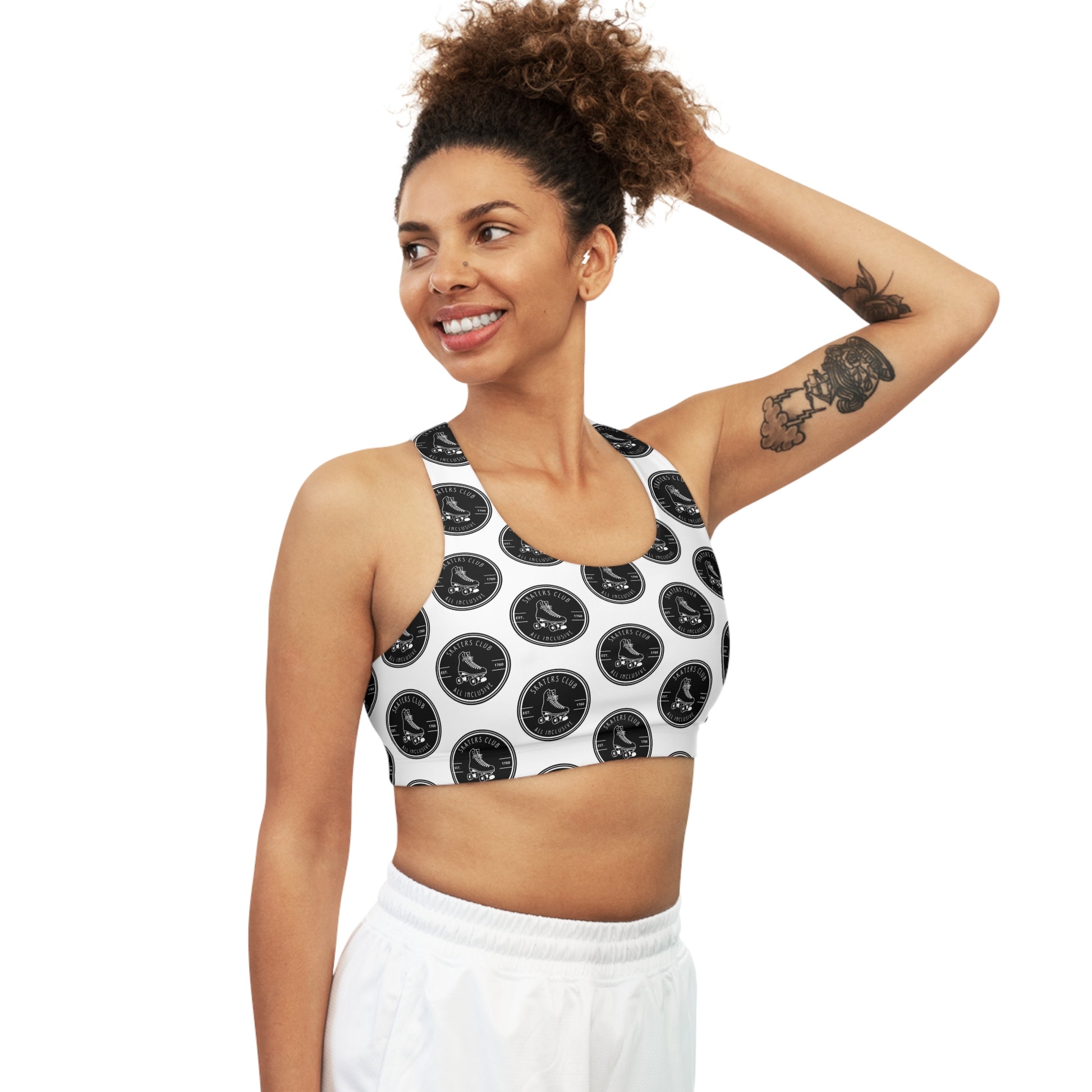 Sports Bra - Black Round Skaters Club Seamless Sports Bra - Skate of Matter LLC