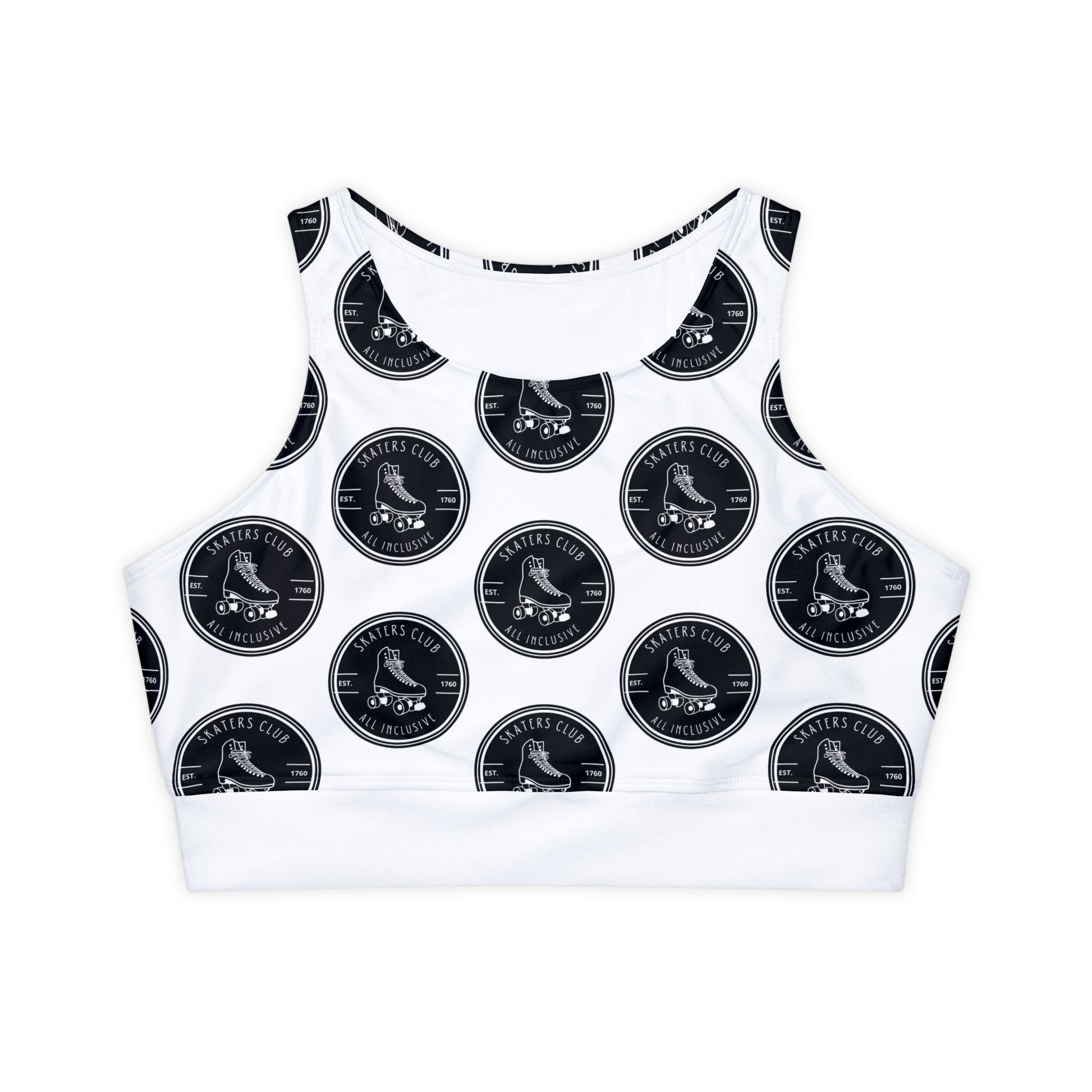 Sports Bra - Black Round Skaters Club Sports Bra - Skate of Matter LLC