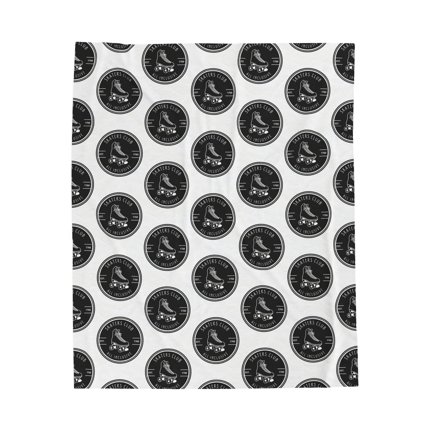 Bedding - Black Round Skaters Club Velveteen Plush Blanket - Skate of Matter LLC