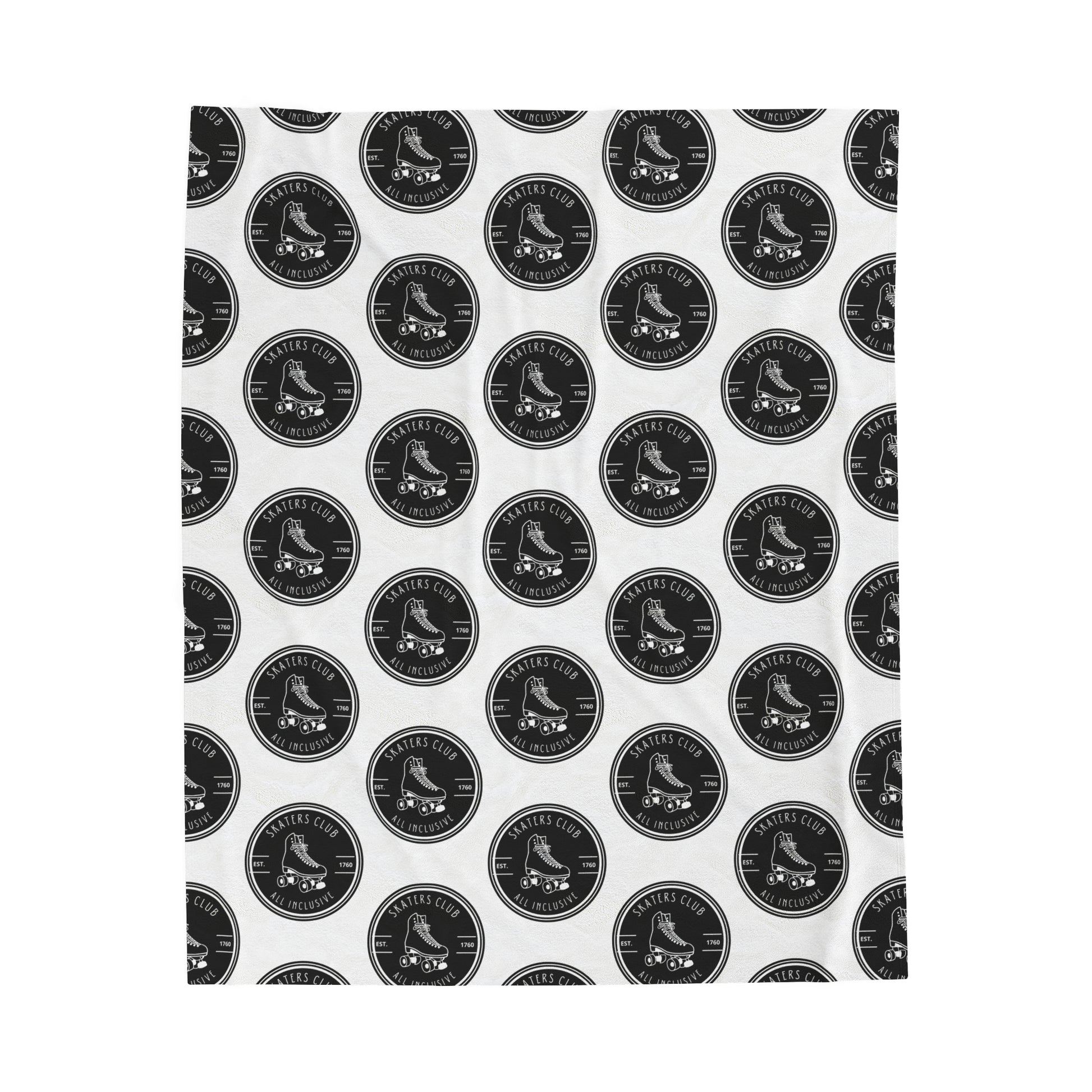 Bedding - Black Round Skaters Club Velveteen Plush Blanket - Skate of Matter LLC