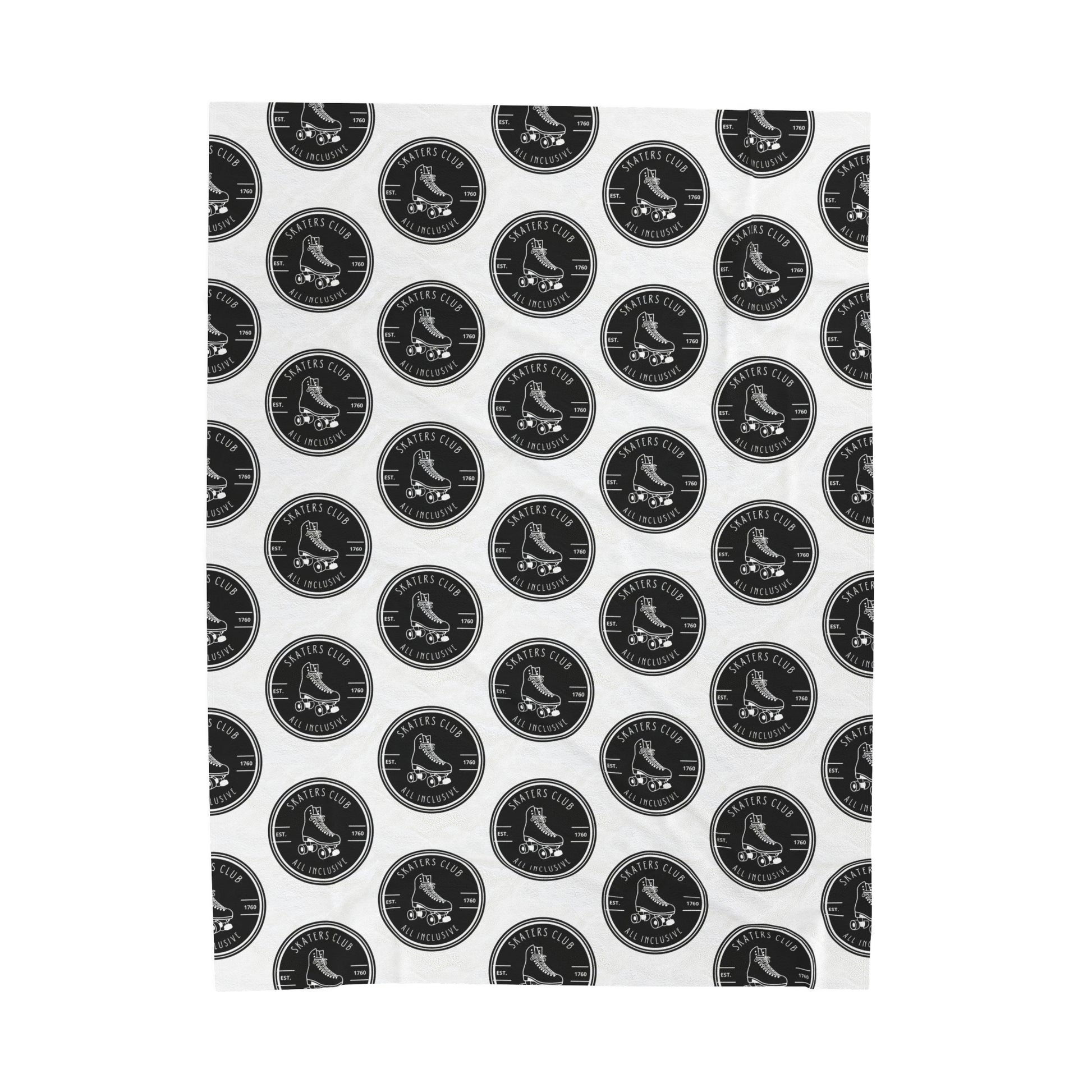 Bedding - Black Round Skaters Club Velveteen Plush Blanket - Skate of Matter LLC