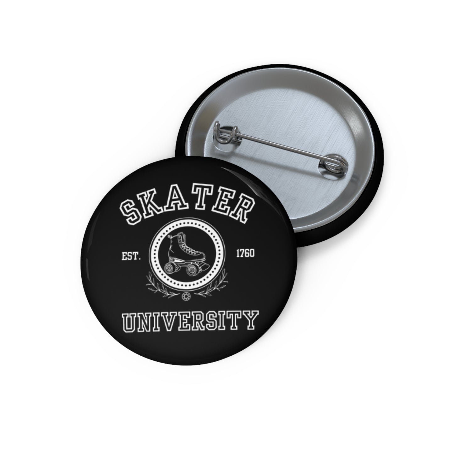 Accessories - Black Skater University Pin Button - Skate of Matter LLC