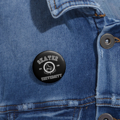 Accessories - Black Skater University Pin Button - Skate of Matter LLC