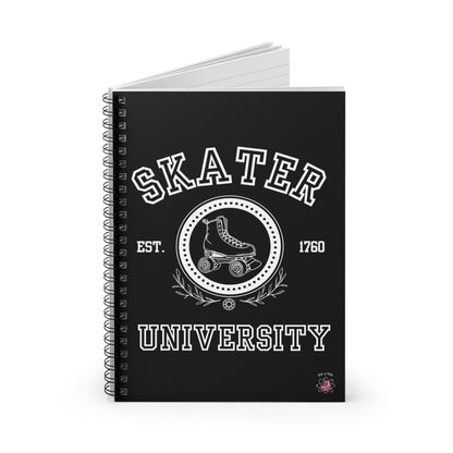 Paper products - Black Skater University Spiral Notebook - Ruled Line - Skate of Matter LLC