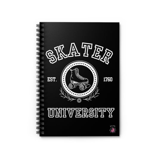 Paper products - Black Skater University Spiral Notebook - Ruled Line - Skate of Matter LLC