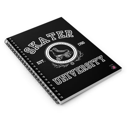 Paper products - Black Skater University Spiral Notebook - Ruled Line - Skate of Matter LLC