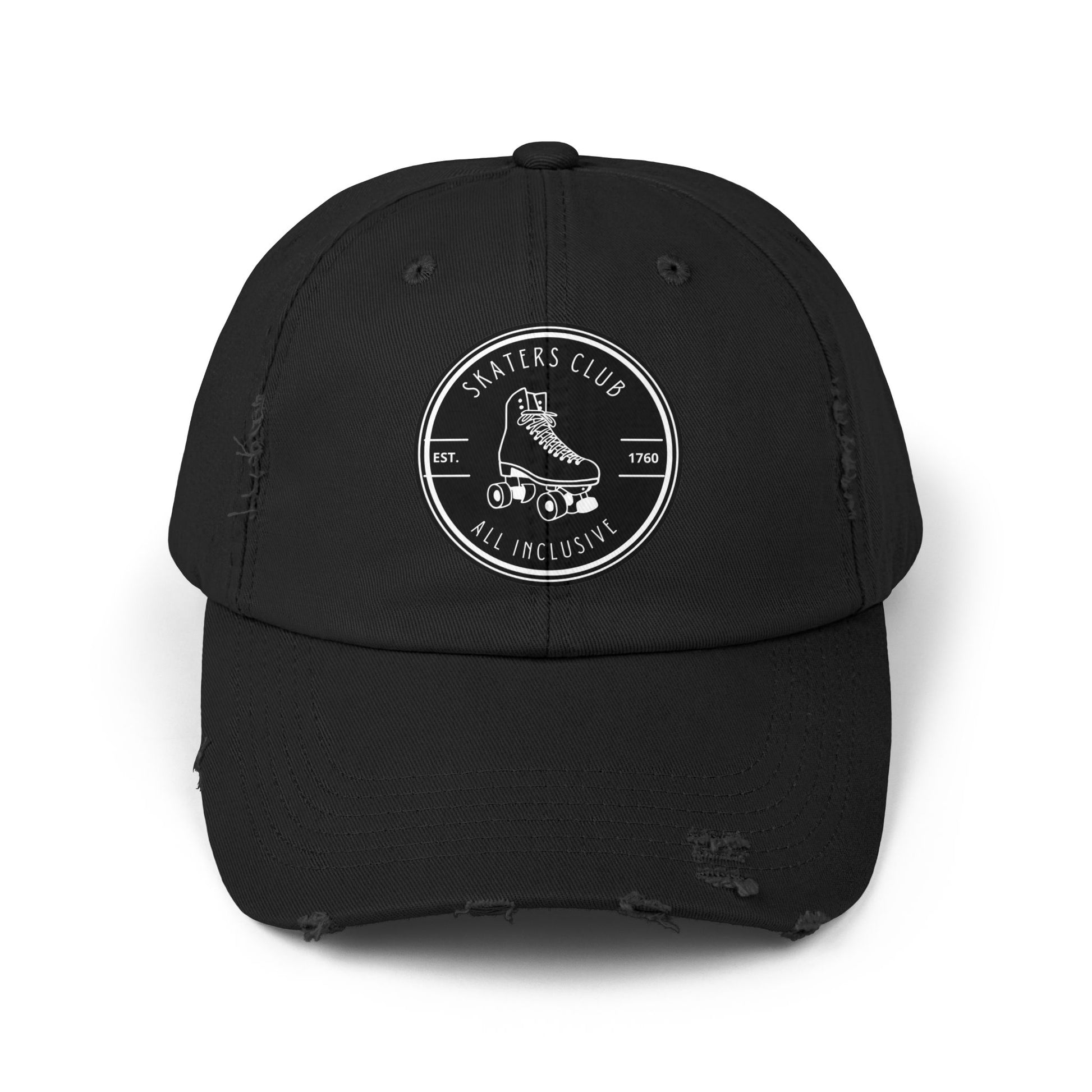 Hats - Black Skaters Club Distressed Cap - Skate of Matter LLC