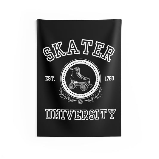 Home Decor - Black Skaters University Indoor Wall Tapestry - Skate of Matter LLC