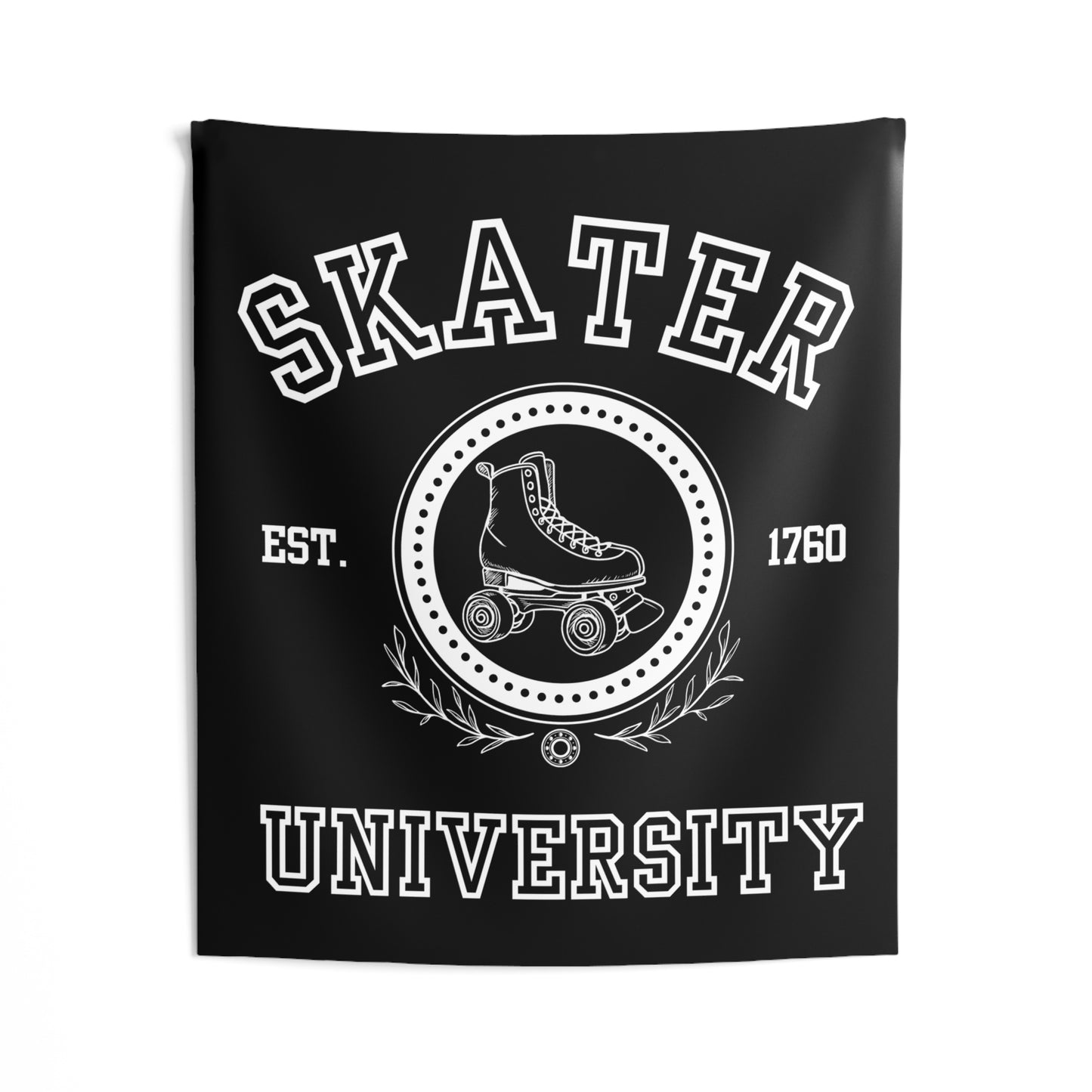 Home Decor - Black Skaters University Indoor Wall Tapestry - Skate of Matter LLC