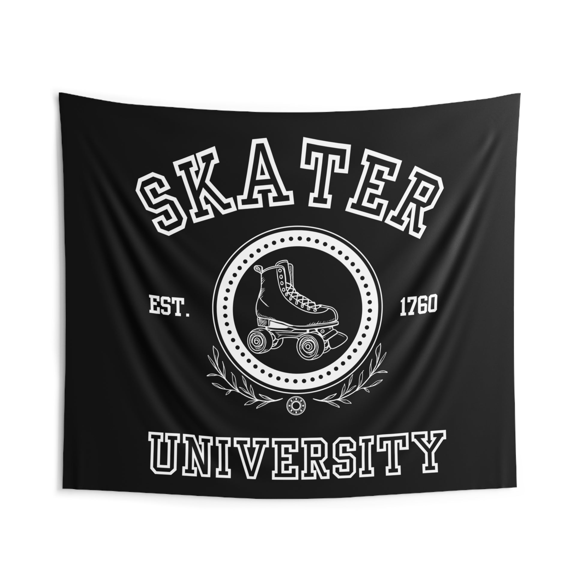 Home Decor - Black Skaters University Indoor Wall Tapestry - Skate of Matter LLC