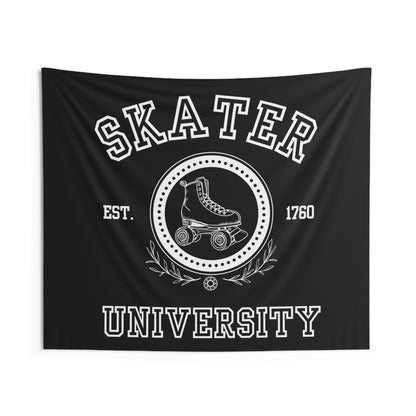 Home Decor - Black Skaters University Indoor Wall Tapestry - Skate of Matter LLC