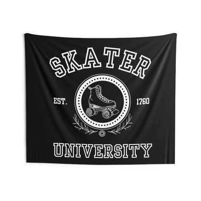 Home Decor - Black Skaters University Indoor Wall Tapestry - Skate of Matter LLC