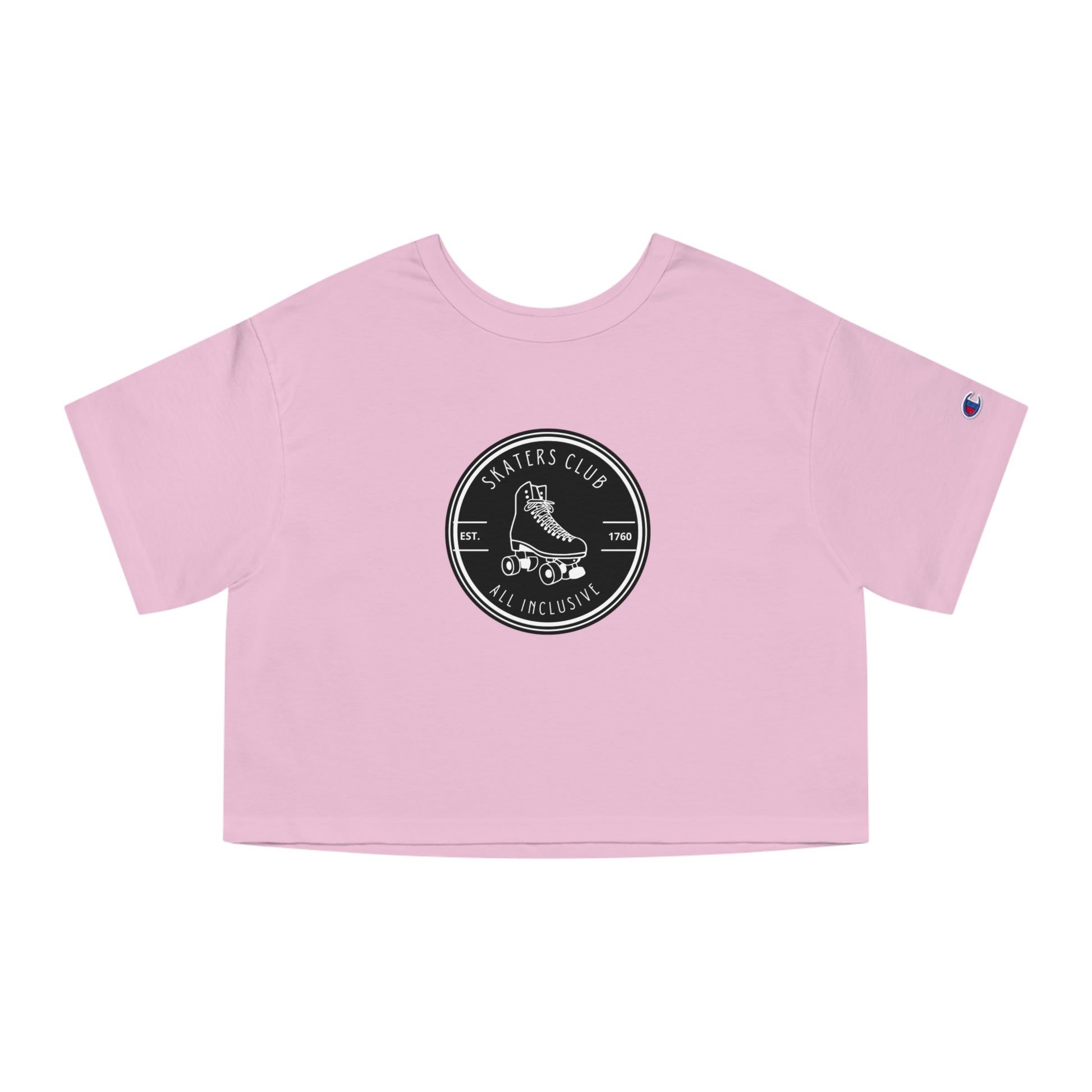 T-Shirt - Champion Womens Black Round Skaters Club Cropped T-Shirt - Skate of Matter LLC