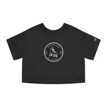 T-Shirt - Champion Womens Black Round Skaters Club Cropped T-Shirt - Skate of Matter LLC