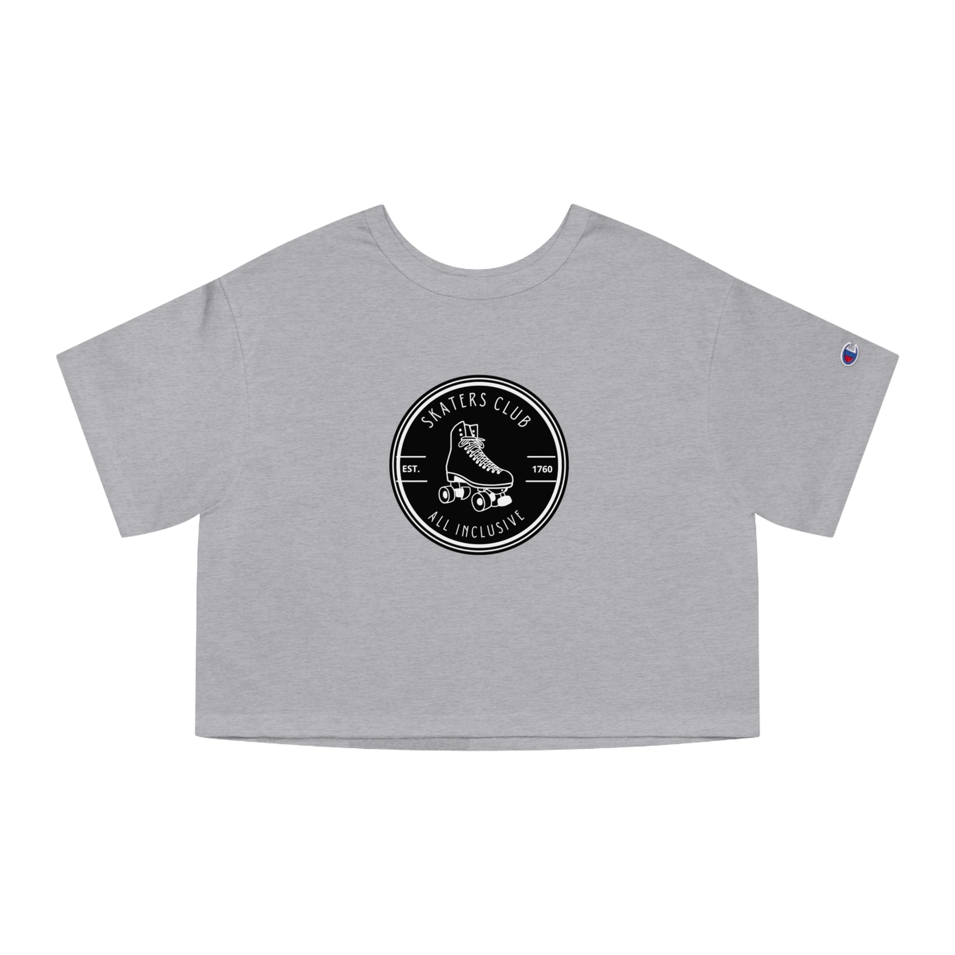 T-Shirt - Champion Womens Black Round Skaters Club Cropped T-Shirt - Skate of Matter LLC