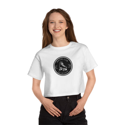 T-Shirt - Champion Womens Black Round Skaters Club Cropped T-Shirt - Skate of Matter LLC