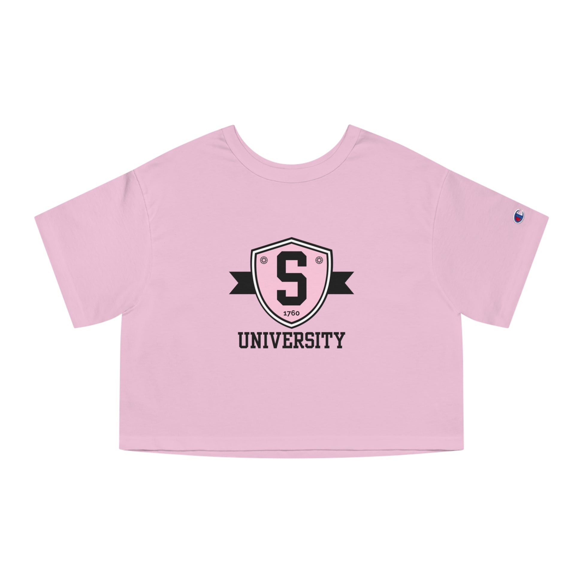 T-Shirt - Champion Womens Skater University Emblem Cropped T-Shirt - Skate of Matter LLC