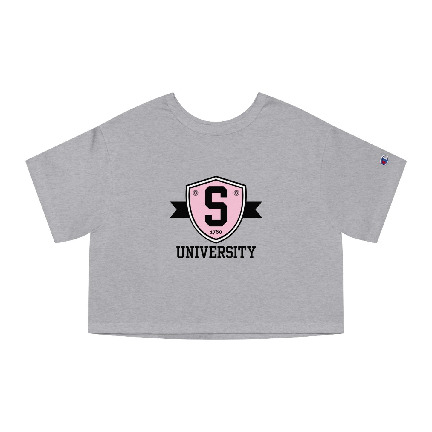 T-Shirt - Champion Womens Skater University Emblem Cropped T-Shirt - Skate of Matter LLC