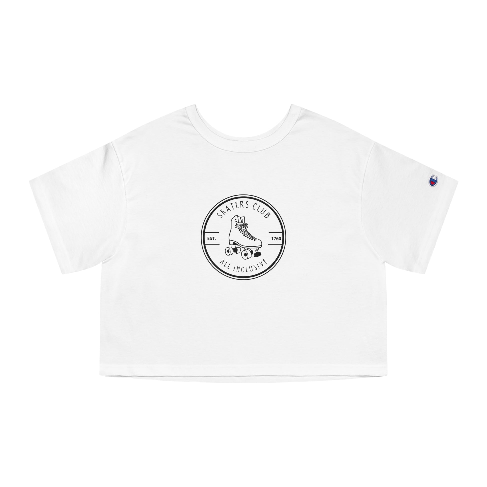 T-Shirt - Champion Womens White Round Skaters Club Cropped T-Shirt - Skate of Matter LLC