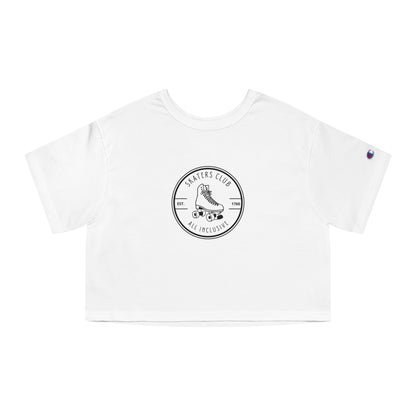 T-Shirt - Champion Womens White Round Skaters Club Cropped T-Shirt - Skate of Matter LLC