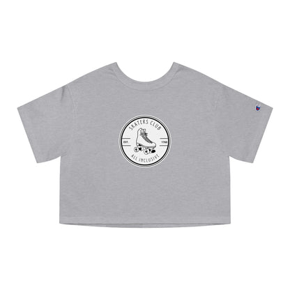 T-Shirt - Champion Womens White Round Skaters Club Cropped T-Shirt - Skate of Matter LLC