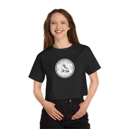 T-Shirt - Champion Womens White Round Skaters Club Cropped T-Shirt - Skate of Matter LLC