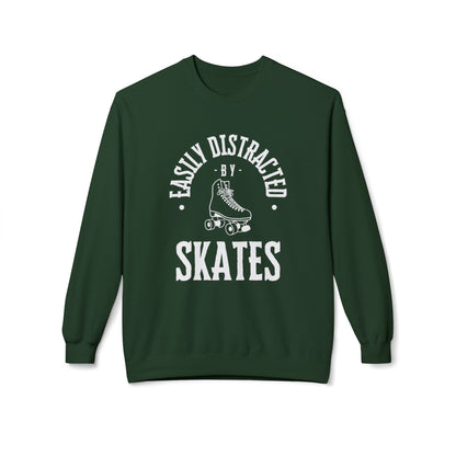 Sweatshirt - Easily Distracted by Skates Unisex Fleece Crewneck Sweatshirt - Skate of Matter LLC