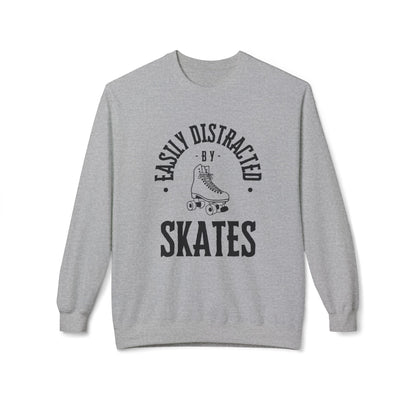 Sweatshirt - Easily Distracted by Skates Unisex Fleece Crewneck Sweatshirt - Skate of Matter LLC