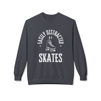 Sweatshirt - Easily Distracted by Skates Unisex Fleece Crewneck Sweatshirt - Skate of Matter LLC