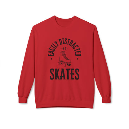 Sweatshirt - Easily Distracted by Skates Unisex Fleece Crewneck Sweatshirt - Skate of Matter LLC