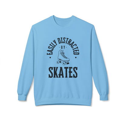 Sweatshirt - Easily Distracted by Skates Unisex Fleece Crewneck Sweatshirt - Skate of Matter LLC