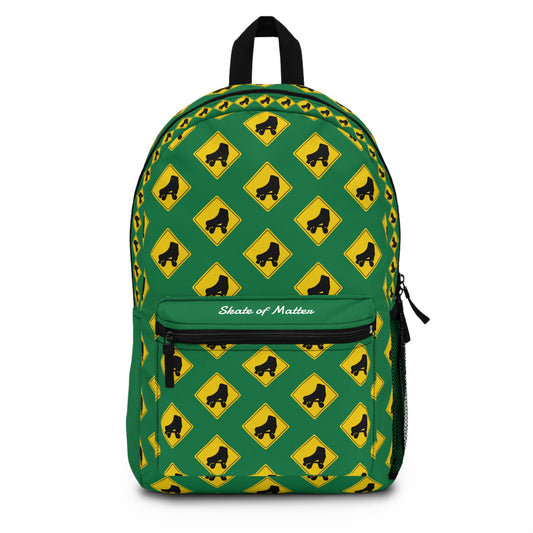 Backpack - Green Warning Skater Backpack - Skate of Matter LLC