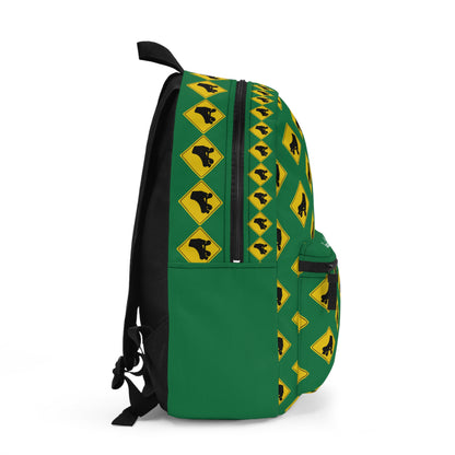 Backpack - Green Warning Skater Backpack - Skate of Matter LLC