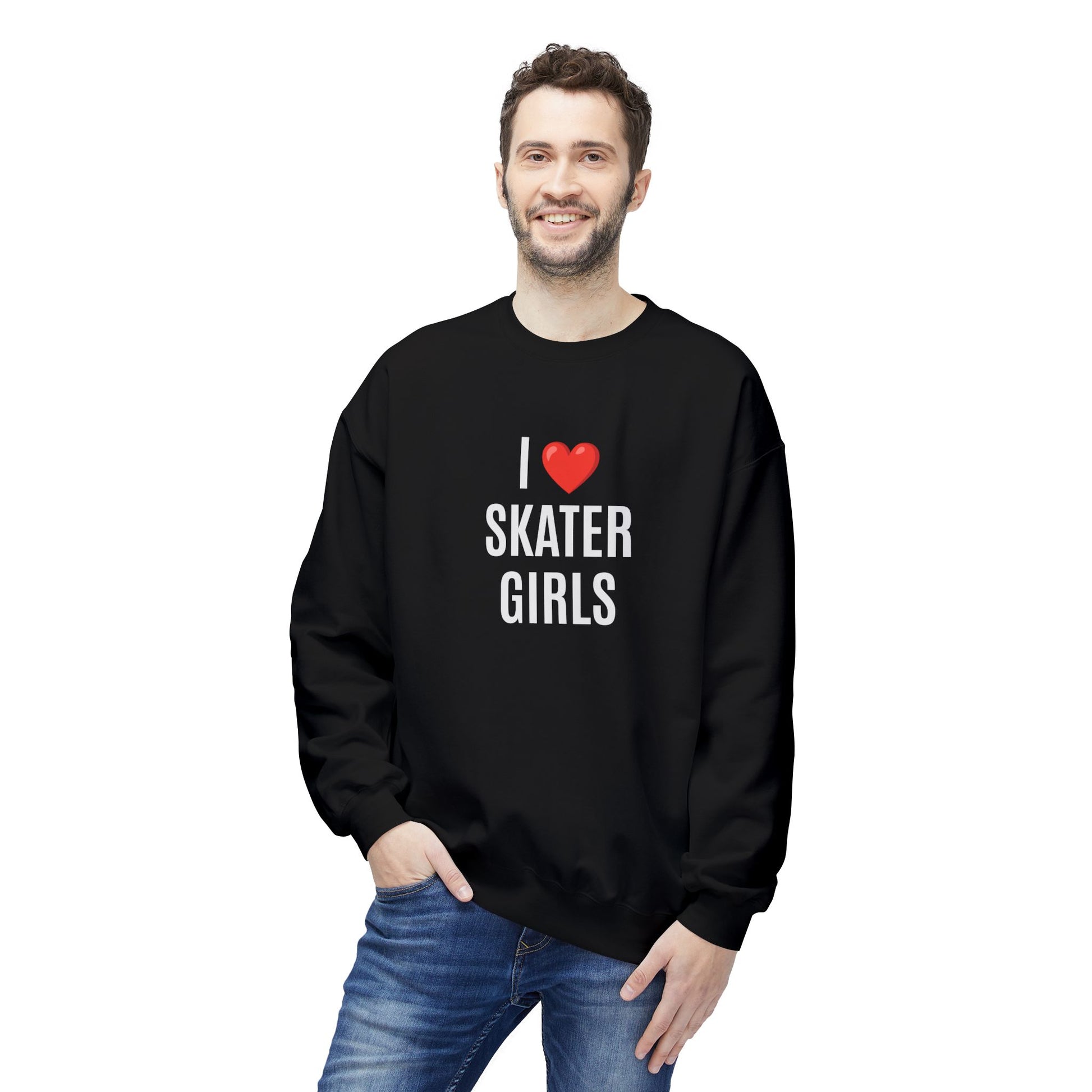 Sweatshirt - I Love Skater Girls Unisex Fleece Crewneck Sweatshirt - Skate of Matter LLC