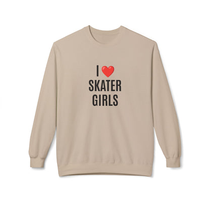 Sweatshirt - I Love Skater Girls Unisex Fleece Crewneck Sweatshirt - Skate of Matter LLC