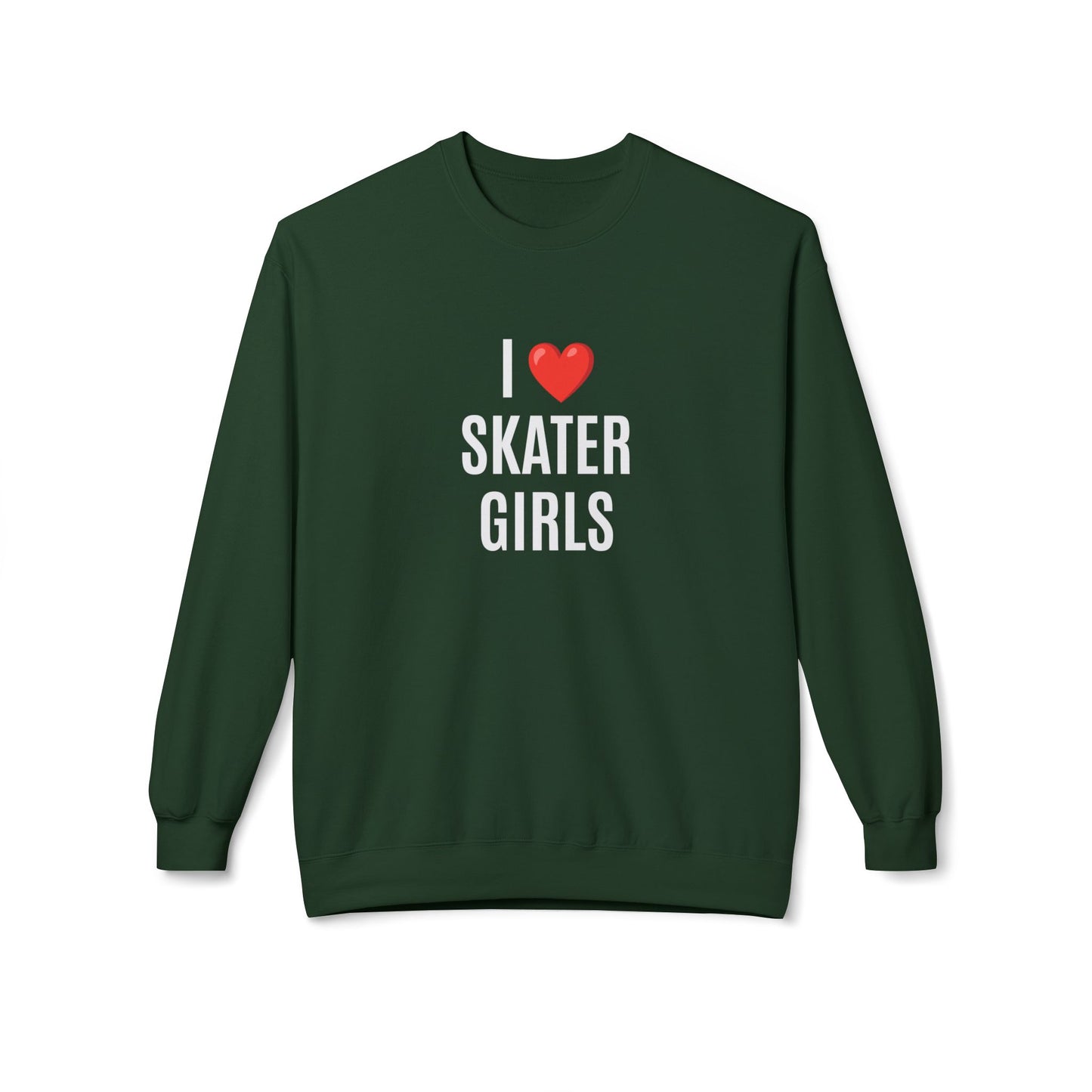 Sweatshirt - I Love Skater Girls Unisex Fleece Crewneck Sweatshirt - Skate of Matter LLC